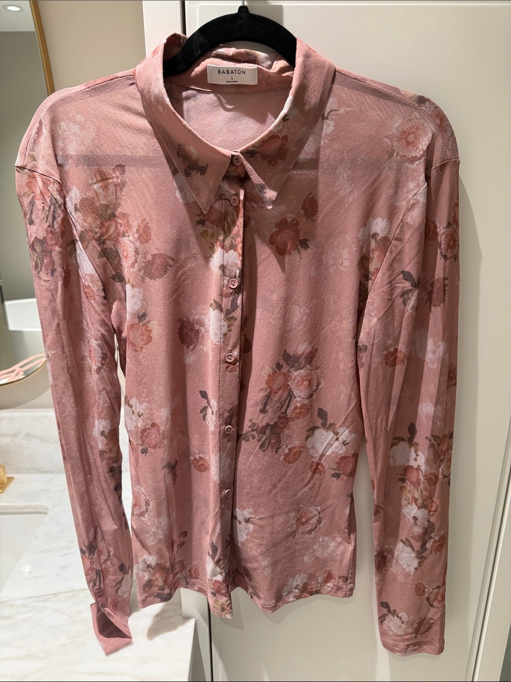 Babaton Dusty Rose Floral Button-Down Shirt